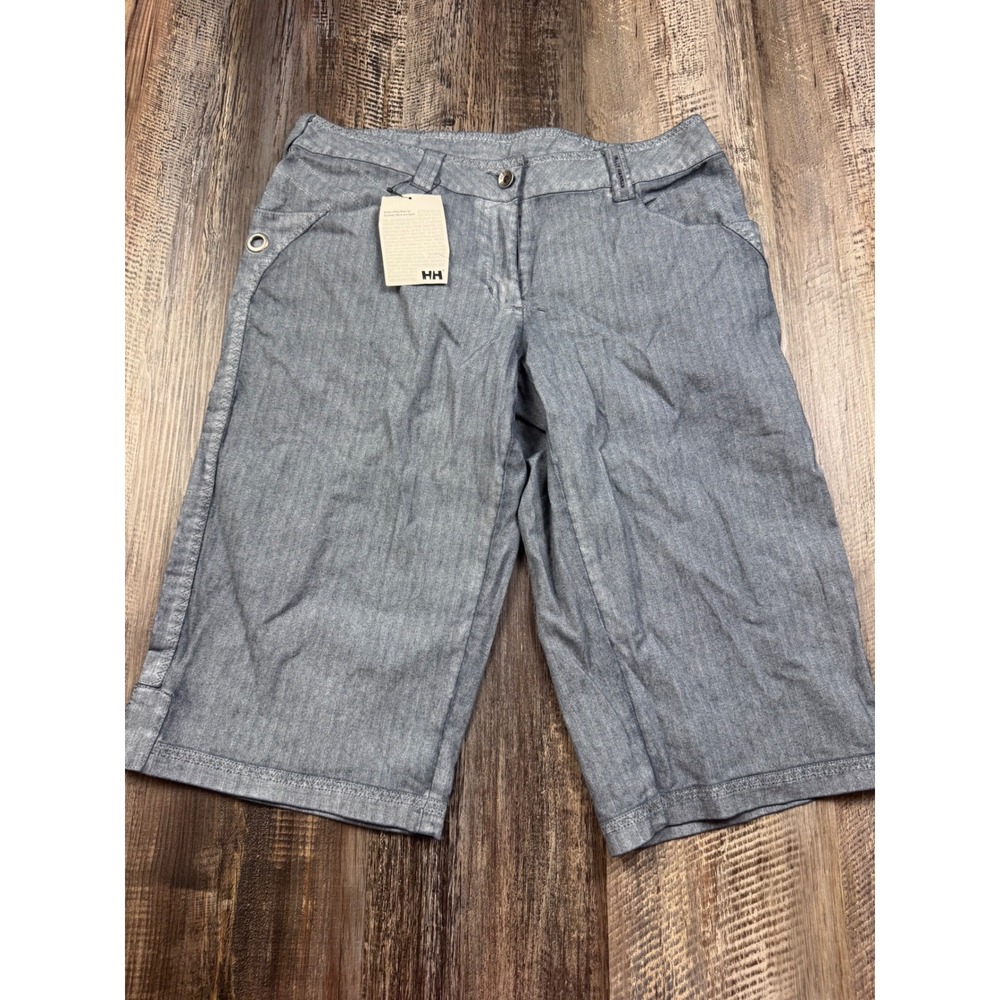 Helly Hansen W Deap Capri Pants Navy Blue Herringbone Cotton Stretch Womens 30